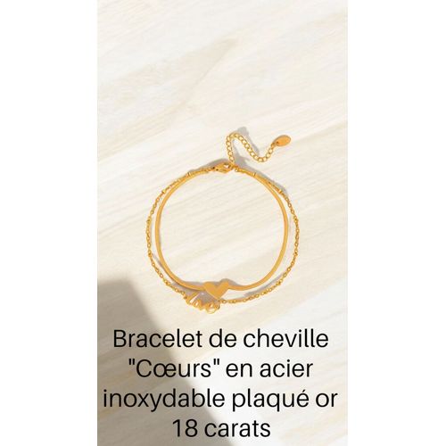 Bracelet "Coeurs" En Acier Inoxydable Plaqué Or