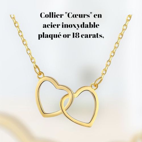 Collier "Coeurs" En Acier Inoxydable Plaqué Or 18 Carats