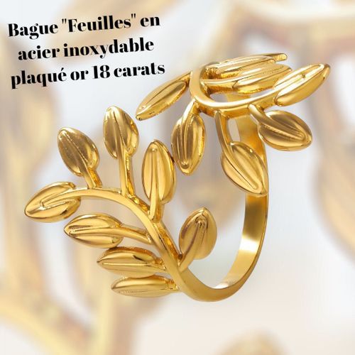 Ague "Feuilles" En Acier Inoxydable Plaqué Or 18 Carats,