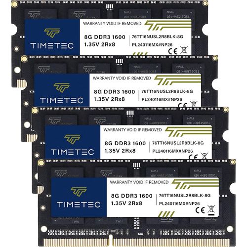 32 Go KIT(4x8Go) DDR3 1600MHz PC3-12800 Non-ECC sans Tampon 1,35V/1,5V CL11 2Rx8 Double Rang 204 Broches SODIMM Ordinateur Portable PC Ordinateur mmoire RAM Module Mise  Niveau PCB Noir