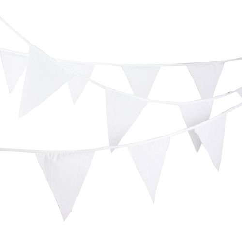 32 Pieds Solid White Pennant Banner Flags String Triangle Bunting Flags, Dcorations