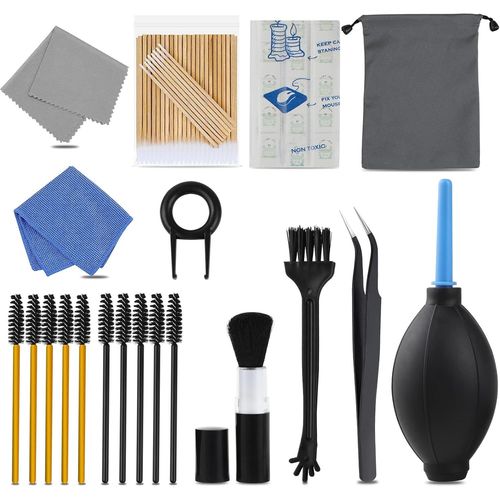 12 en 1 Kit Nettoyage Caméra Professionnel DSLR Caméra Capteur Outils Nettoyage Accessoires 142 Pcs, Chiffon Nettoyage, Ventilateur d'air, Brosse à Lentilles, écouvillons, Pincettes, etc..[G1568]