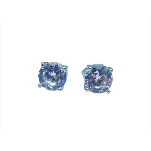 Etrem-Boucles D'oreilles Solitaire Plaqué Argent Sterling 925 Zirconium 7mm