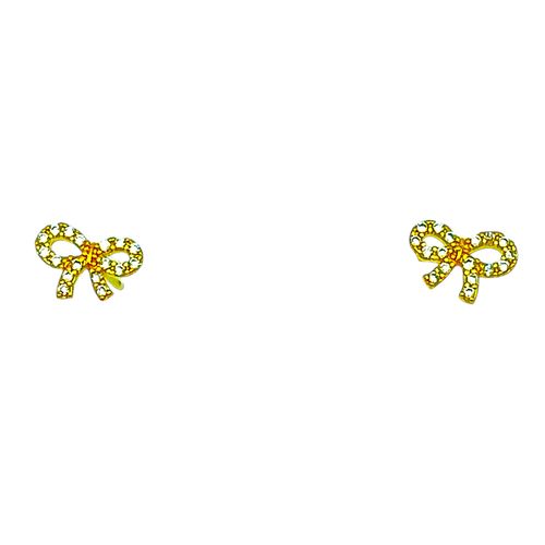 Etrem-Boucles D'oreilles Mini Ruban Plaqué Or 14k Et Brillants Zirconium