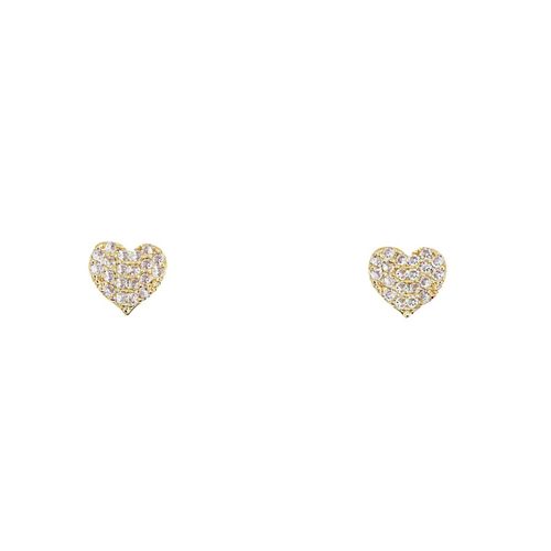 Etrem-Boucles D'oreilles Coeur Passion Plaqué Or 14k Et Brillants Zirconium
