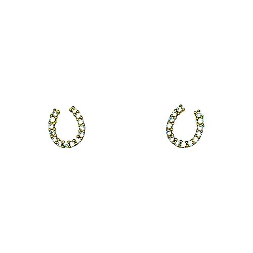 Etrem-Boucles D'oreilles Fer À Cheval Plaqué Or 14k Et Brillants Zirconium