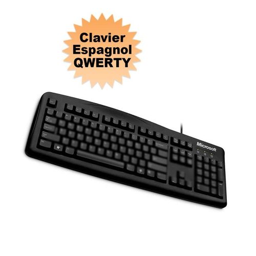 Clavier PC Microsoft Wired 200 1406 QWERTY Espagnol USB Noir NEUF