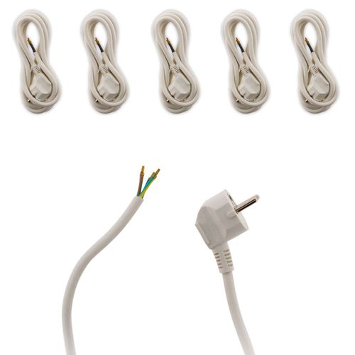 Lot de 6 - Cordon d'alimentation avec prise 16A 3G1,5 2m Blanc - Zenitech