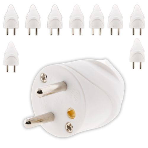 Lot de 10 - Fiche mâle coudée 16A 2P+T - Blanc - Zenitech