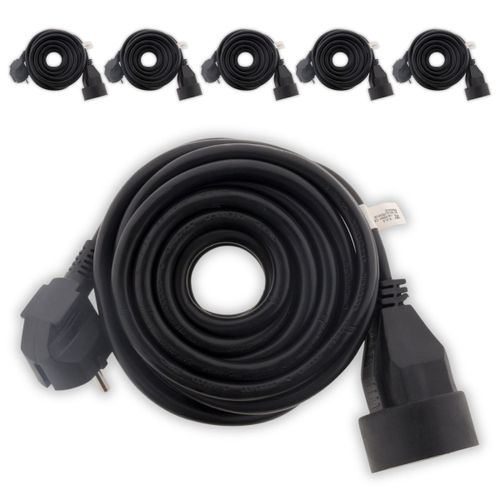 Lot de 6 - Prolongateur 16A 2P+T HO5VV-F 3G1,5mm² Noir 5m