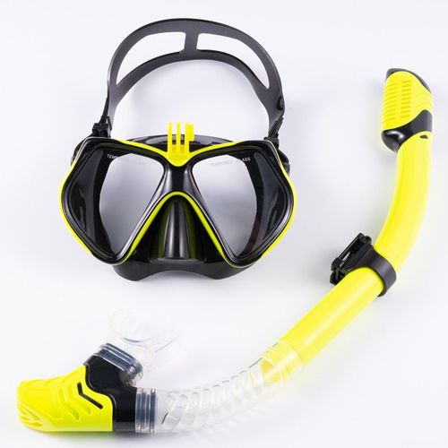 Casque De Plongée En Verre Trempé Bk- Jaune Taille M Matériel De Plongée Pour Appareils De Plongée En Surface