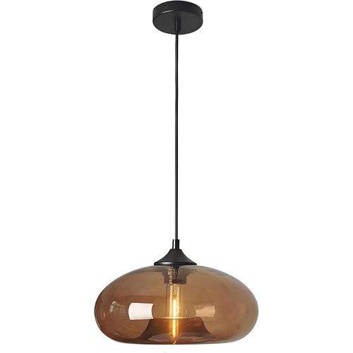 Lampe À Suspension, Abat-Jour En Verre Coloré Bricolage Lustre Loft Bar Rétro Plafonnier E27 (Marron)