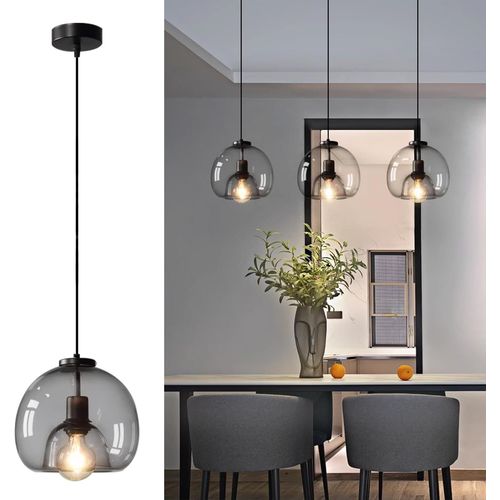 Suspension Luminaire Industrielle Rétro Lustre Suspension En Verre Plafonnier Vintage E27 Eclairage Rétro Plafond Pour Café,Cuisine,Salle À Manger Inclusa Lampadina Led 4w E27 Calda