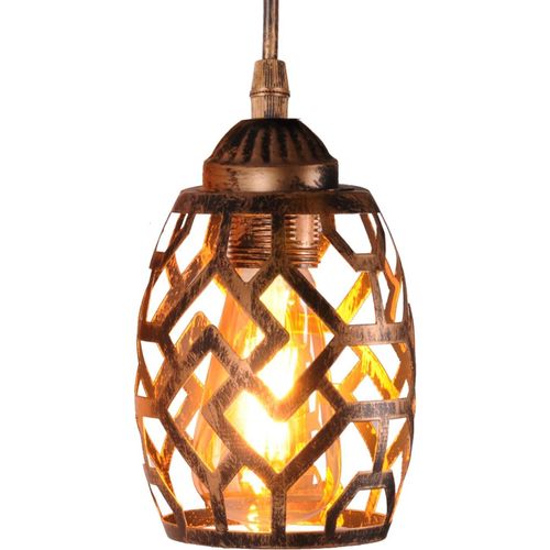 Industriel Suspension Vintage Plafonnier Métal Cage Retro Suspensions E27 Luminaire Plafond Lampe Pendentif (Sans Ampoule)