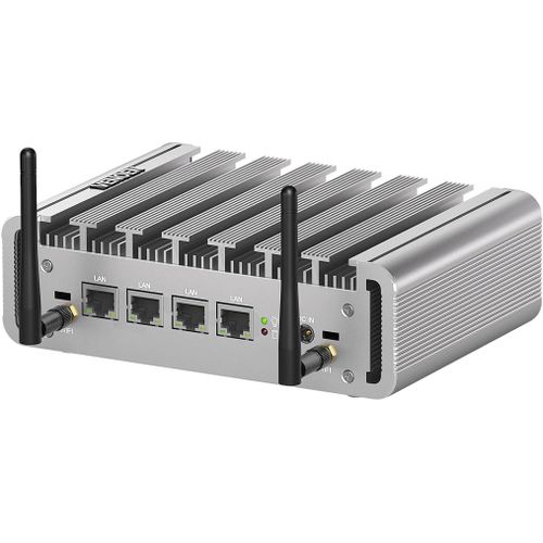 Logiciel De Pare-Feu Sans Ventilateur Mini Pc 2.5Gbe 4 Port Lan,Router Pc N100,Micro-Appareil Pare-Feu,16Gb Ram Ddr5 256Gb Ssd,Hd1.4,Dp1.2,Usb3.0,Wifi,Bt,Emplacement Sim,Auto Power On