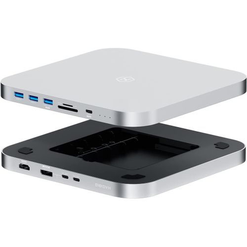 Hub Usb-C Avec Boîtier Double Disque Dur,Station D'Accueil Type-C Pour Mac Mini M1/M2 Studio,Mac Mini M2 Pro,Max Ultra Avec Sata 2.5 Pouces,M.2 Ssd,4K@60Hz Dp1.4 & Hdmi,Usb3.2 Gen2,Sd/Tf