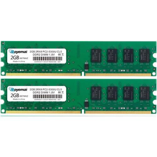 Duomeiqi Kit Ddr2 667 Mhz 4 Go (2X2 Go) Pc2-5300 5300U 5400 240Pin 2Rx8 Mémoire De Bureau 1.5V 1.8V Cl5 Ddr2 Ram Module Puces Pour Système Intel Amd