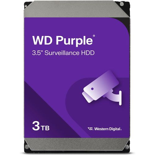 Wd Purple 3To-Disque Dur Interne Pour La Vidéo Surveillance Avec Technologie Allframe 4K¿-3.5""Sata 6 Go/S,180To/An,64Mo Cache,5400Rpm-Wd30Purz