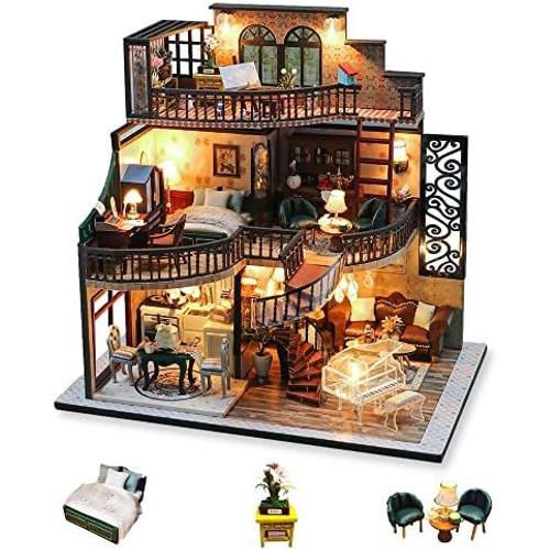 shanjiushi Maquette Maison Miniature pour Adulte à Construire, DIY Maison  de Poupée Miniature Bois en Kit avec Meubles Outils, Cadeau de Bricolage  Artisanal (Loft D'époque) Loft D'époque Loft D'époque