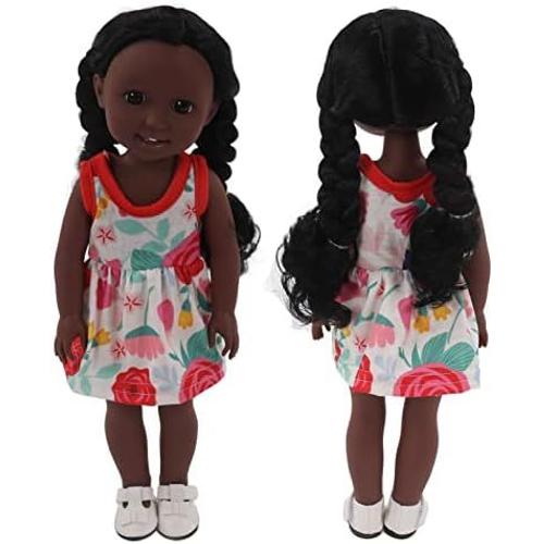 Dilwe Poupées reborn Poupée Bébé Renaissance 14po Poupée Fille Africaine à  Peau Noire Jouet Enfant à Mode Cadeau(Q14-50 Rose