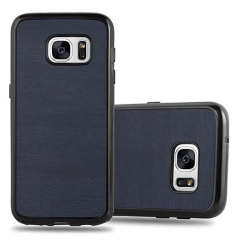 Cadorabo Housse Compatible Avec Samsung Galaxy S7 En Wooden Bleu - Étui De Protection En Silicone Tpu Flexible