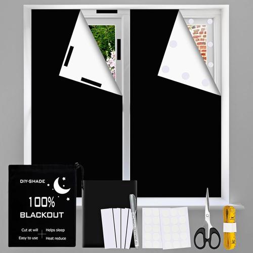 Store Occultant Fenêtre Sans Perçage 300x145cm Store Occultant Tissu Isolation Pour Fenêtre De Toit Film Occultant Fenêtre Protection Solaire Film Occultant Fenetre Portable Pour Bébé