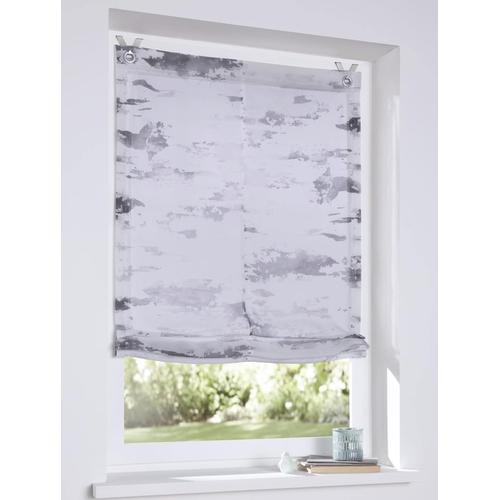 Store Bateau Claude - Blanc Transparent - Imprimé Gris - Montage Sans Perçage - Largeur 80 X Hauteur 140 Cm