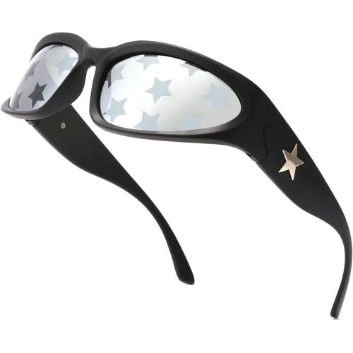 Lunettes De Soleil Polarisées Sport Pour Homme Femme Lunettes De Soleil Enveloppante Étoile Y2k Lunettes Festival Fete Uv400