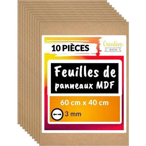 Panneau Mdf - Creative Deco - 600x400x3mm - Bricolage, Découpe Laser, Gravure - Marron