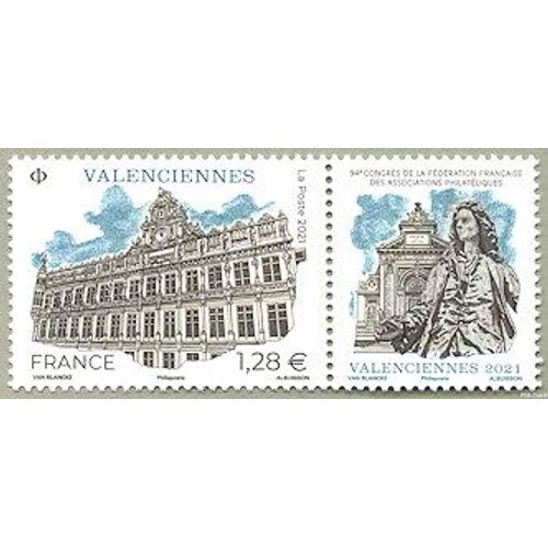 94ème Congrès De La Fédération Française Des Associations Philatéliques À Valenciennes ; Façade De L'hôtel De Ville Année 2021 N° 5523 Vignette Attenante Yvert Et Tellier Luxe