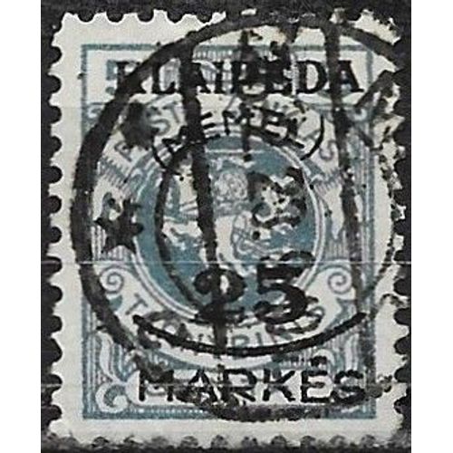 Lituanie, Enclave De Klaipedia (Memel) 1923, Beau Timbre Yvert 103, Armoiries De La Province, 5mk Bleu Gris Surchargé "Klaipeda (Memel) 25 Markes", Oblitéré, Tbe.