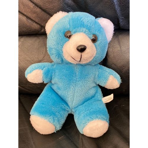 Doudou Peluche Ours Bleu Et Blanc Sopad Nestle Vintage 24cm