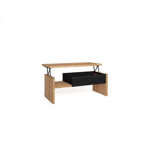 Table Basse Relevable | Meuble Salle À Manger | 110x50x45 Cm | Meubles De Salon | Style Moderne | Chêne Et Noir