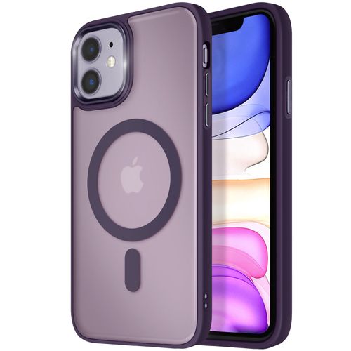 Coque Magsafe Pour Iphone 11 Dos Mat Givré Contour Violet