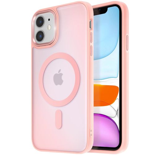 Coque Magsafe Pour Iphone 11 Dos Mat Givré Contour Rose