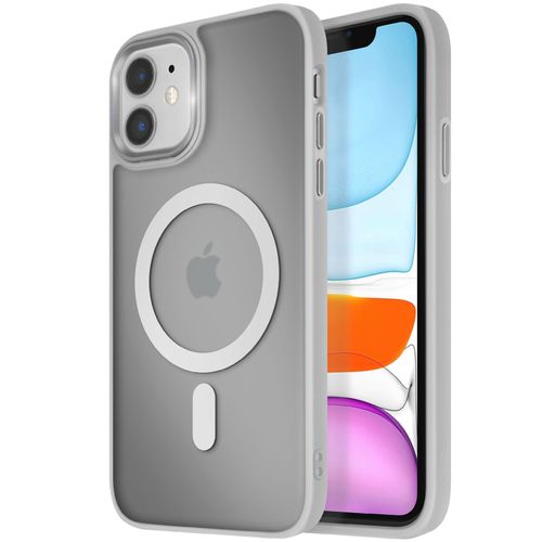 Coque Magsafe Pour Iphone 11 Dos Mat Givré Contour Gris