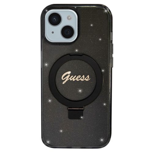 Coque Magsafe Pour Iphone 15 Paillette En Silicone Bords Surélevés Guess Noir