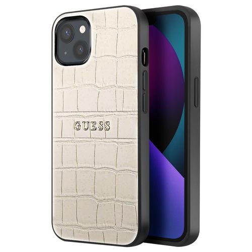 Coque Pour Iphone 13 Antichoc Croco Élégant Guess Beige