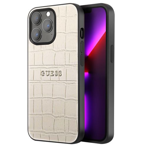 Coque Pour Iphone 13 Pro Antichoc Croco Élégant Guess Beige