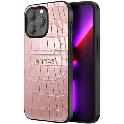 Coque Pour Iphone 13 Pro Antichoc Croco Élégant Guess Rose