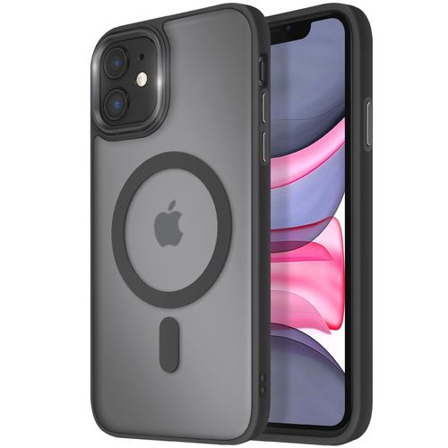 Coque Magsafe Pour Iphone 11 Dos Mat Givré Contour Noir