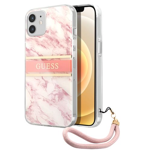Coque Pour Iphone 13 Pro Bords Surélevés Avec Lanière Amovible Guess Rose