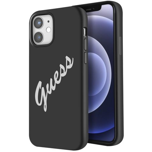 Coque Pour Iphone 12 Mini Silicone Vintage Soft Touch Guess Noir