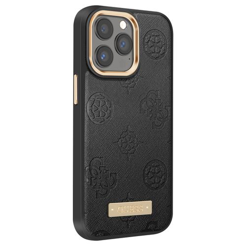 Coque Magsafe Pour Iphone 13 Pro Metal Plate Bords Surélevés Guess Noir