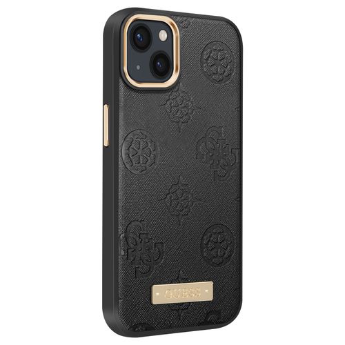 Coque Magsafe Pour Iphone 13 Metal Plate Bords Surélevés Guess Noir