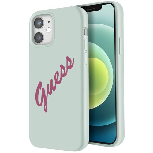 Coque Pour Iphone 12 Mini Silicone Vintage Soft Touch Guess Vert Pâle