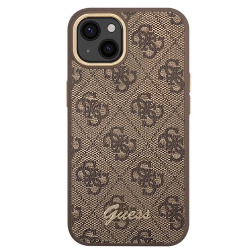 Coque Magsafe Pour Iphone 13 Metal Plate Élégante Guess Marron