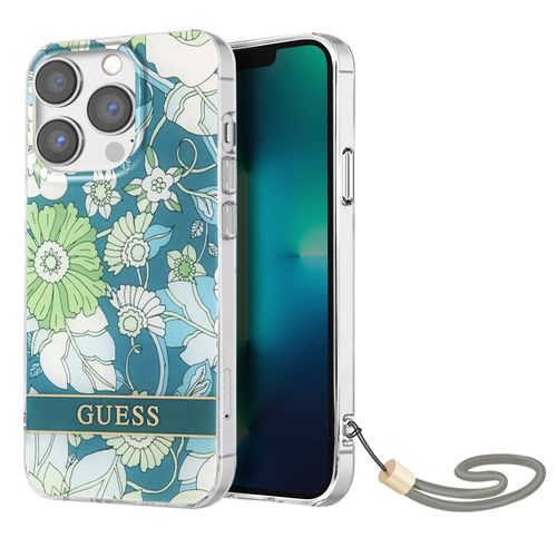 Coque Pour Iphone 13 Pro Avec Dragonne Design Floral Délicat Guess Multicolore