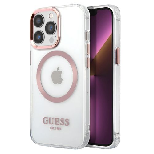 Coque Pour Iphone 13 Pro Magsafe Gold Outline Guess Transparent