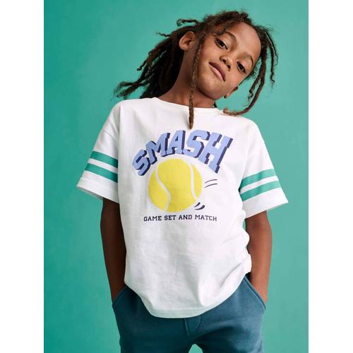 T-Shirt Sport Motif Tennis Garçon Blanc